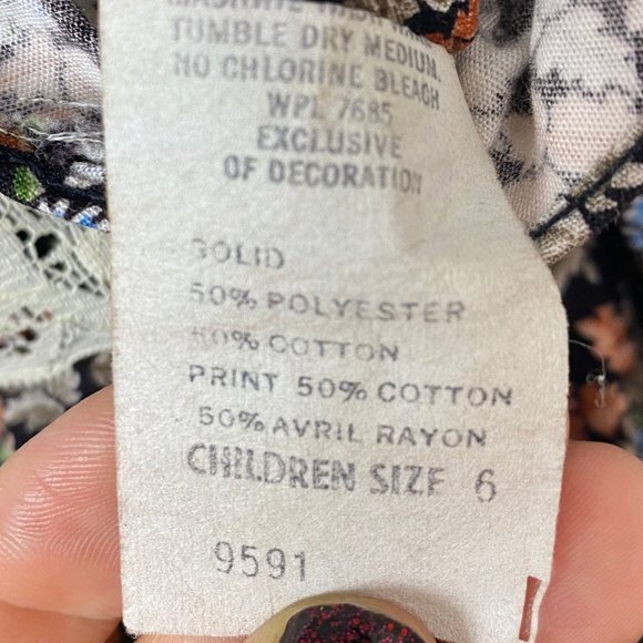 Vintage 1970s/80s Floral Sundress, Kids Size 6, Prairie, Cottagecore - Picture 5 of 5